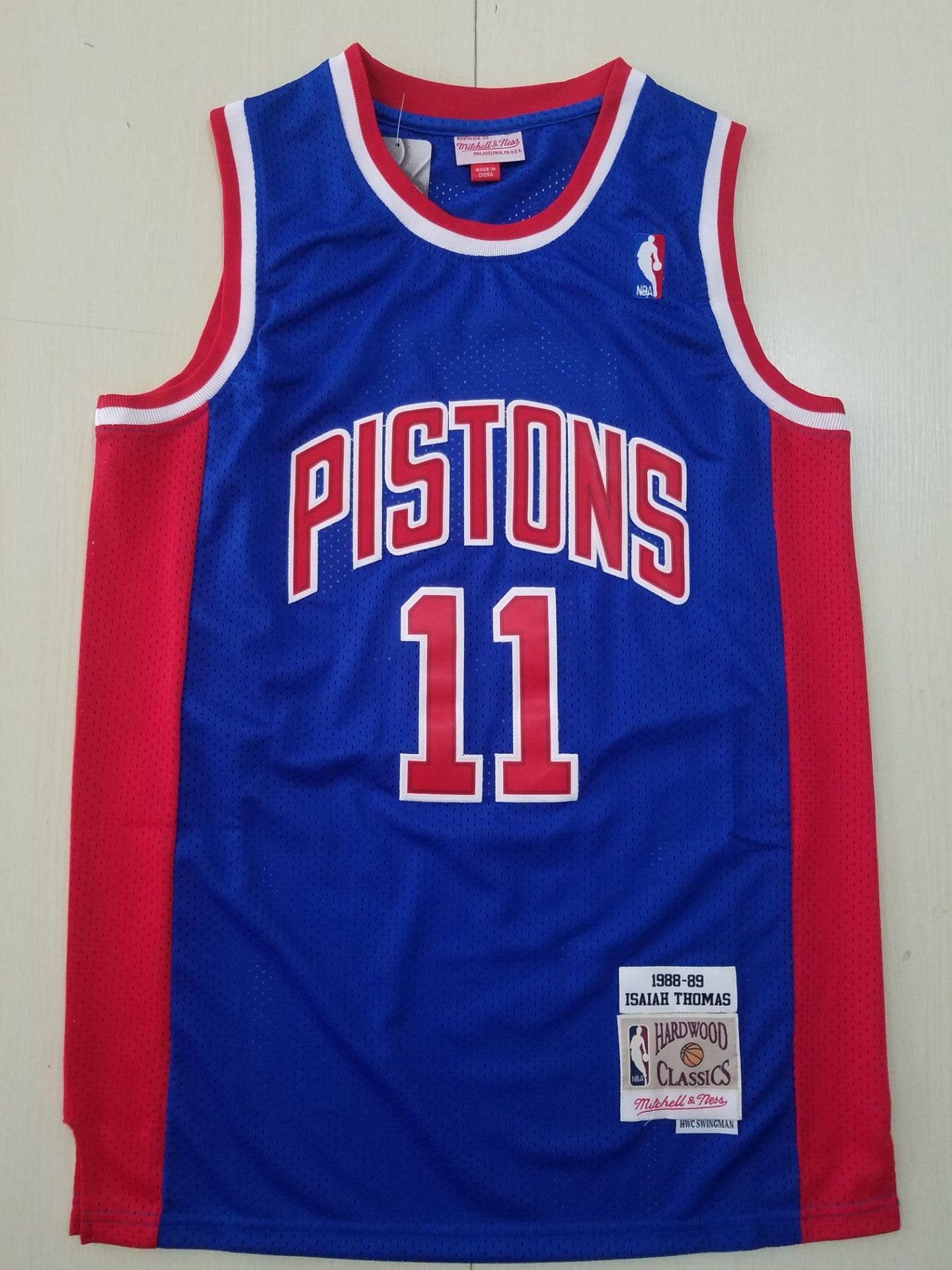 Cheap Men Detroit Pistons 11 Thomas Blue Throwback Stitched NBA Jersey 2